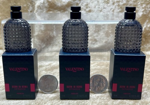 Born In Roma Uomo For Men Valentino Extradose Parfum 3x 0.2 Oz 6ml Splash Mini