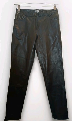 PHILOSOPHY DI ALBERTA FERRETTI High Waist Tapered Black Lamb Leather Pants Sz4