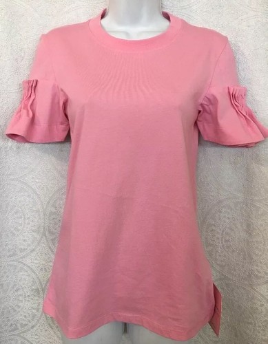 Victoria Beckham Milkshake Cotton Jersey Top Pleated Shorts Sleeve Nwt Size Xs