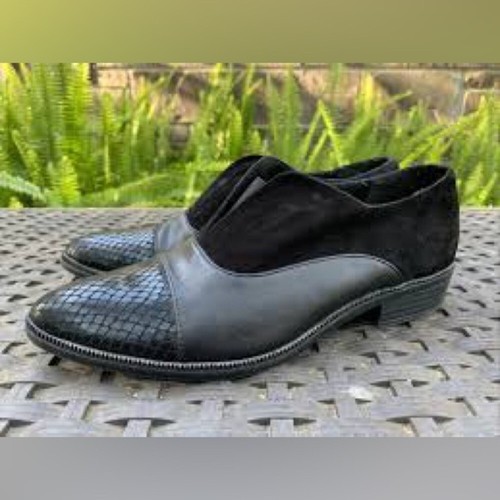 TAMARIS Black Leather multi texture stylish women’s shoes formal and semi formal EU 41