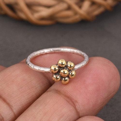 Two Tone Stackable Ring  Dainty Flower Ring  Everyday Day Ring For Birthday Gift