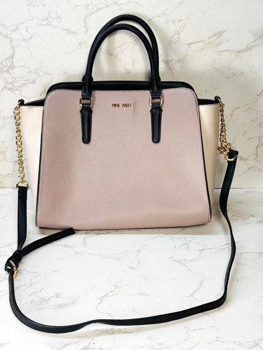 Nine West Duval Satchel  Cement Dual Top Handles Crossbody Strap