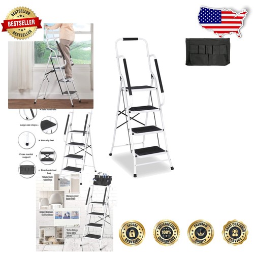 XTEP Stable and Portable 4 Step Ladder with Detachable Tool Bag   Maximum Comfort