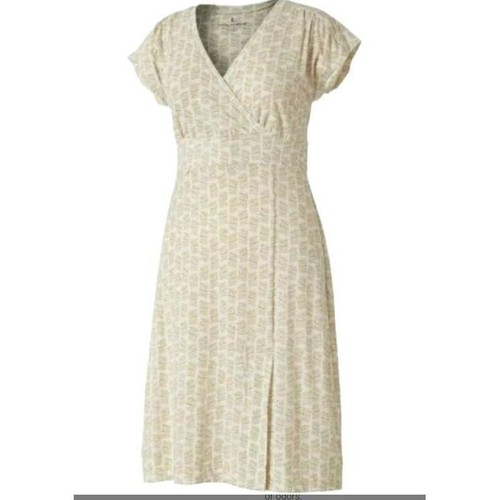 ESSENTIALS Royal Robbins Essential Tencel Dash Dress Large Cream Brown  Yellow UPF 50