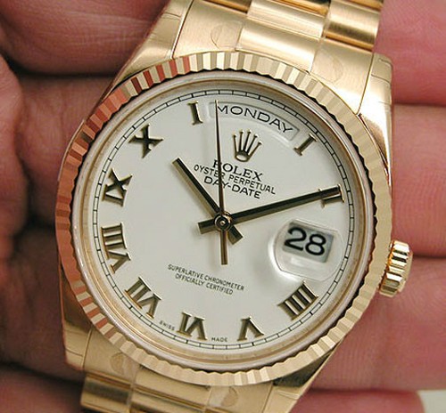 Rolex Day Date President 118238 White Roman Dial 36mm 18k Yellow G Watch