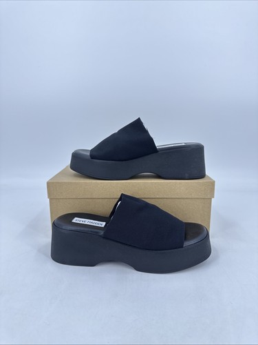 Steve Madden sandalo donna SLINKY30 zeppa nero 9 tomaia in tessuto