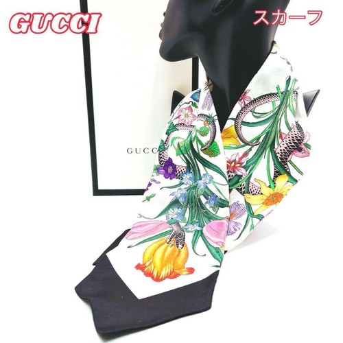 Gucci Flora Silk Floral Flower Snake Ribbon Scarf