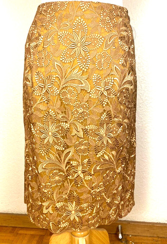 Skirt Vintage Valentino Lace Metallic G Guipure Couture Size 8