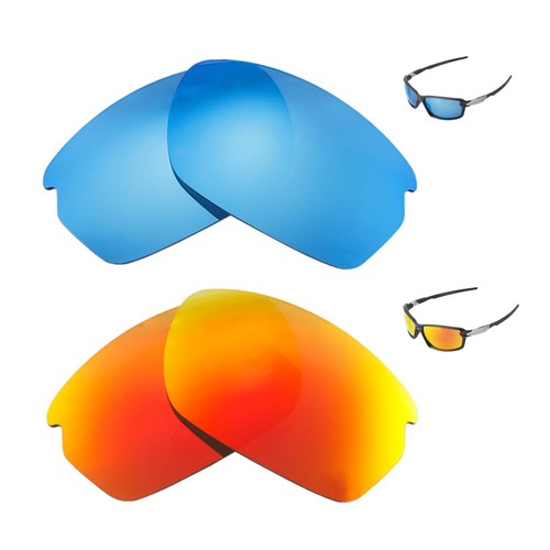 Walleva Polarized Fire Red and Ice Blue Replacement Lens For Oakley Carbon Shift