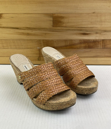 BILLI BI Dana Buchman Woman's Size 7.5M Billy Brown Wedge Platform Sandals Heels Cork