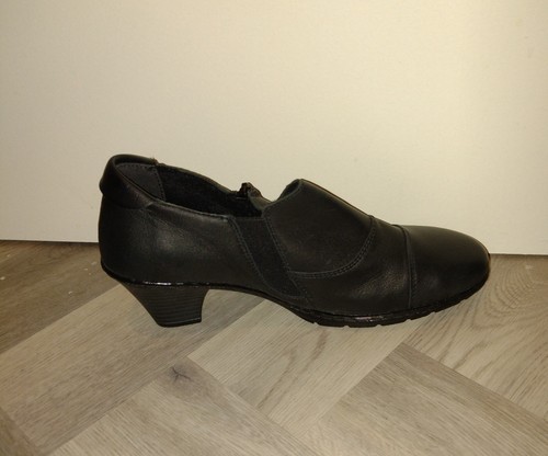 Rieker 57173 02 Ladies Black Leather Side Zip Heels Choose Your Size  Size 6