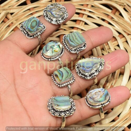 1000pcs Lot Abalone Shell Gemstone Rings Wholesale Lots 925 Silver Plated Lots