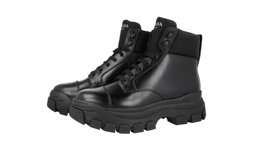 PRADA (CLOUDBUST) PRADA WINTER BOOTS BOOTIES MONOLITH 2TG156 BLACK LEATHER US 8 EU 41 41 5