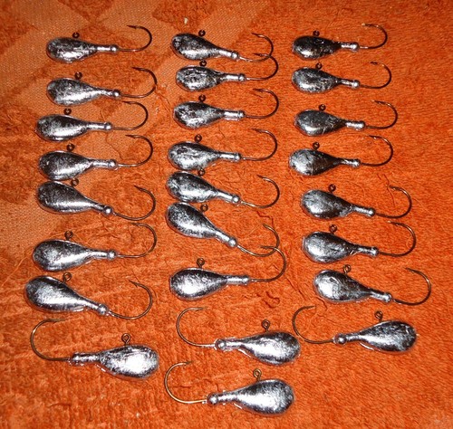 NOTHING NEW 25 5 8 OZ FLAT HEAD FLATHEAD JIGS WITH 3 0 HOOKS UNPAINTED