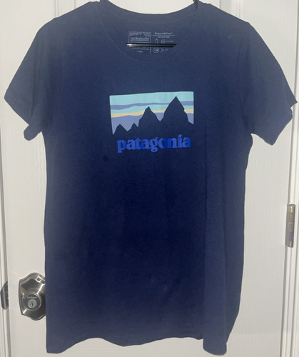 Patagonia Responsibili Tee Logo Shirt Blue Short Sleeve Crew Neck 39072 Size L