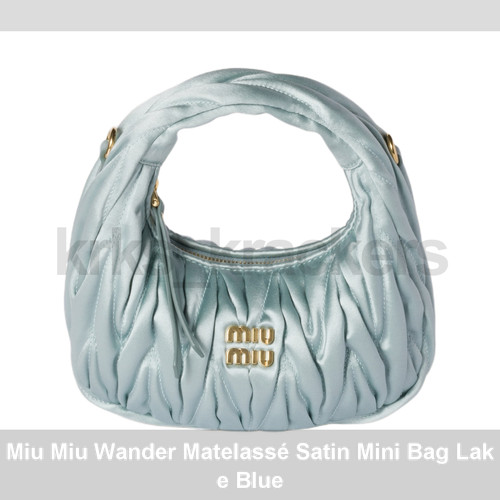 Miu Miu Wander Matelassé Satin Mini Bag Lake Blue