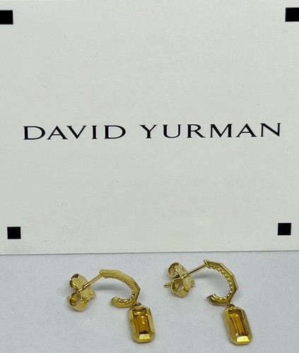 DAVID YURMAN 18K Yellow G Novella Citrine Small Hoop Drop Earrings