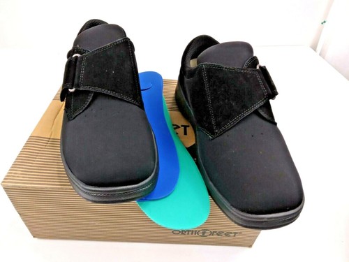 Orthofeet Men's 525 Bismarck Hook & Loop Shoes  Black  7 D BRAND NEW!