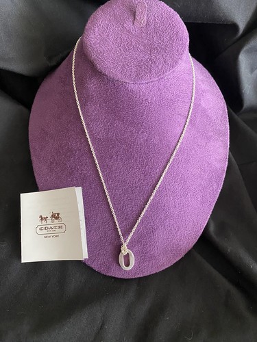Collana di design COACH Turn Lock argento sterling 925 firma etichetta maglia catena