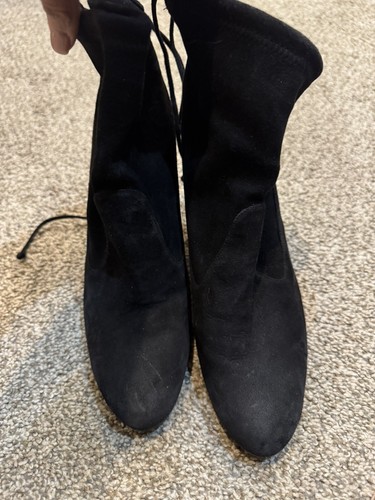 Stivali Stuart Weitzman Benita neri stivaletti in pelle scamosciata elasticizzati 8 5
