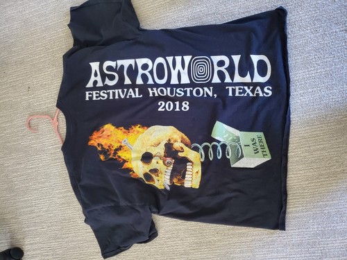 TRAVIS SCOTT CACTUS JACK Travis Scott Astroworld Tour 2018 Festival Black T Shirt Short Sleeve Size XL