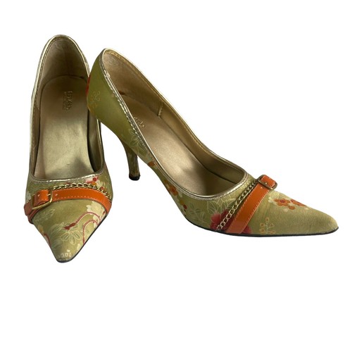 RAYE Splash Fashion Footwear Sz 8 Light Green Coral Floral Embellished Rare High Heel