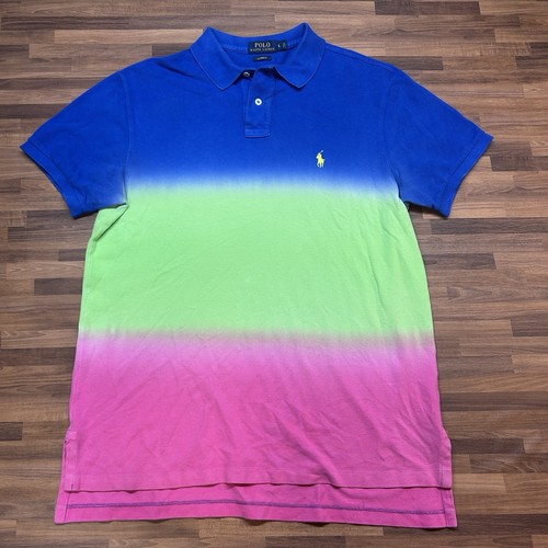 LAUREN RALPH LAUREN Men's Ralph Lauren Polo Shirt   Tri Color   Large