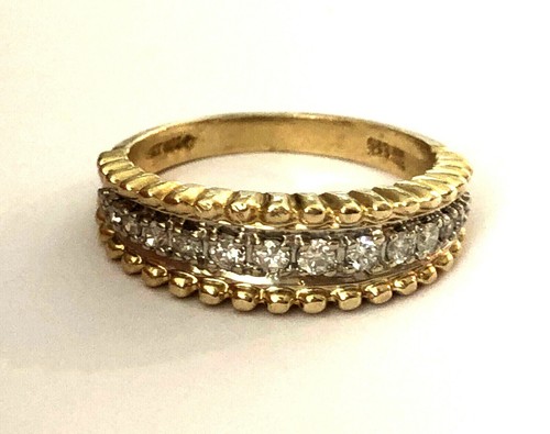 Gorgeous Signed O.D.I 14K Yellow Gold 14 Diamond Ladies Ring Band Sz 6.25