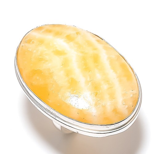 Yellow Septarian Gemstone 925 Sterling Silver Gift Jewelry Ring Size 8 y675