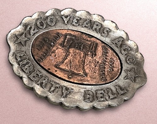 Bergamot Brass Works 200 Years Ago Liberty Bell Belt Buckle Brass Pewter Vintage