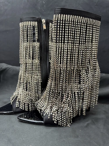 Akira Azalea Wang Rhinestone Stilettos Booties Boots Peep Heels Shoes Boots