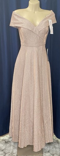 Xscape 3350XP BSV Womens Pink Champagne Off The Shoulder Dress Gown Petites 2P