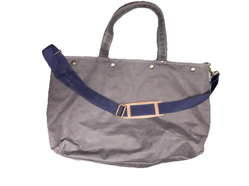 STATE BAGS MOOP WAXED CANVAS LARGE GRAY COLLAPSABLE TOP HANDLE SATCHEL POCKETS UNISEX READ!