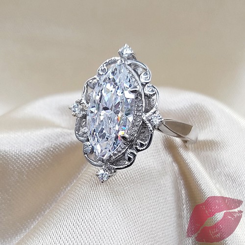 2.50Ct Marquise Simulated Diamond Engagement Wedding Ring 14K White Gold Plated