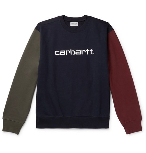 Carhartt WIP Logo Embroidered Colour Block Fleece Back Jersey sweatshirt blue