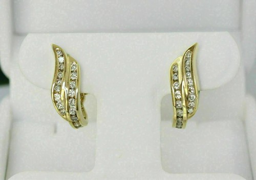 2 Ct Round Cut Moissanite Omega Back Huggie Hoop Earrings 14k Yellow Gold Plated