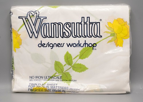Vintage Wamsutta Christian Dior Yellow Rose Twin Flat Sheet "The Dior Rose" NEW