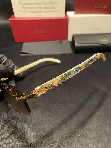 CARTIER GLASSES Custom Carti Marble Buffalo Horn Buffs Tinted Brown Lens ct0593s 002