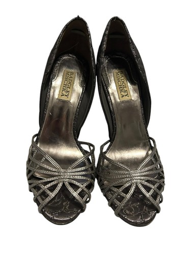 Badgley Mischka Spencer nero grigio decolte punta aperta tacco misura 7 5