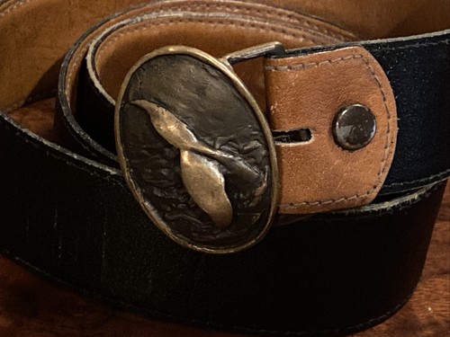 Rare Vintage C. Alan Johnson 1976 Whale Tail Solid Bronze Handmade Belt Buckle