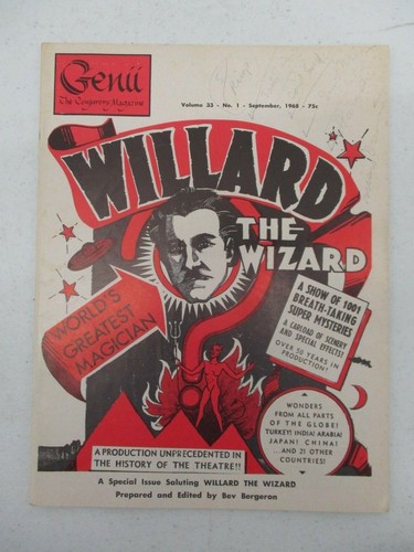 GENII THE CONJURORS MAGAZINE SEPTEMBER 1968 WILLARD THE WIZARD MAGIC MAGICIAN