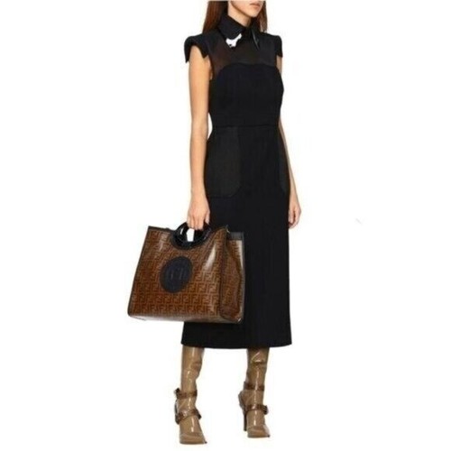 FENDI AUTENTICO ABITO CON RIFINITURE IN RETE CON COLLETTO TAGLIA 44 IT M US CON ETICHETTE