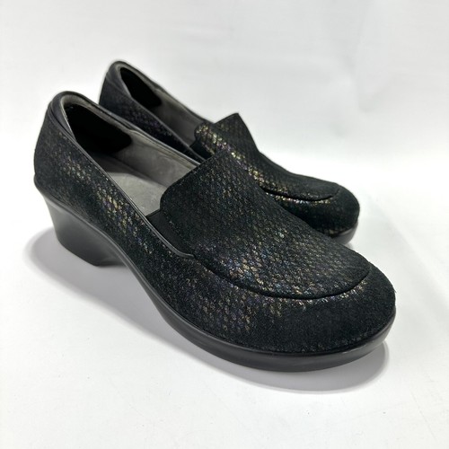 Alegria Emma Metal Rain Size 41 Leather Slip On Loafer Clogs EMM 751 Iridescent