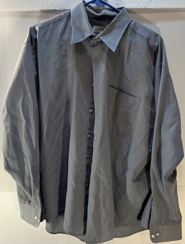 SAINT LAURENT (YSL) Camicia abito con colletto Yves Saint Laurent blu geometrico LS 17 5 34 35 da uomo taglia XL