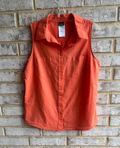 Patagonia Sleeveless Button Up 100% Organic Cotton Shirt Women's Size S