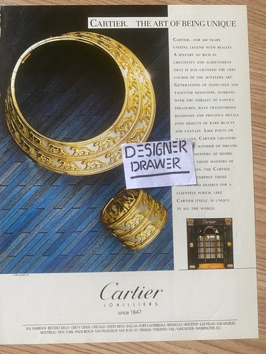 Collana Stampa Pantera Vintage Oro e Argento Cartier & Stampa Polsino Pubblicità