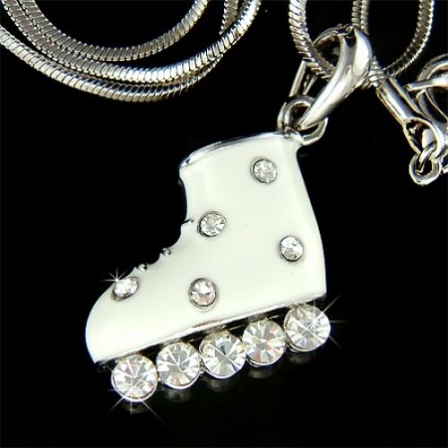 Collana Da Hockey In Pista Con Pattini Bianchi In Cristallo Swarovski