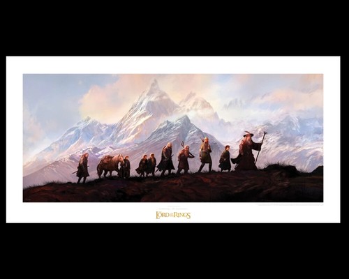 Weta Fellowship of the Ring Art Print by Gus Hunter 20th Anniversary 23x12 LOTR