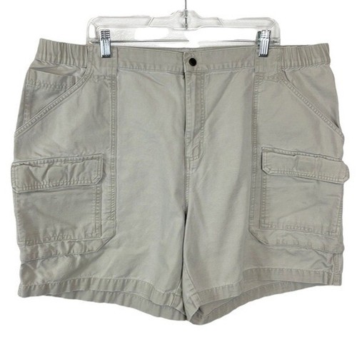 Columbia Cargo Shorts Uomo XXL Panna Zip Frontale 100% Cotone Cuciture Interne 6 5" Pesca