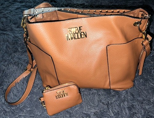 STEVE MADDEN BKOLTT NUTSHELL HANDBAG WITH MINI COIN PURSE FAUX LEATHER SUEDE